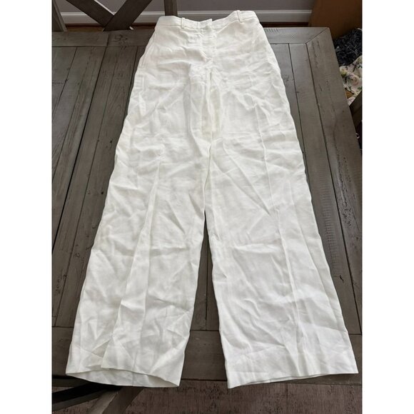 NWT Theory Classic Straight Leg Trouser Size 0 Ivory Linen - Picture 2 of 4